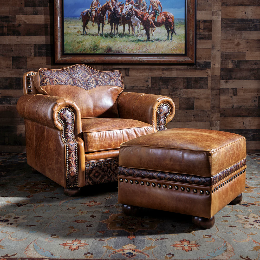 Leather accent armchair